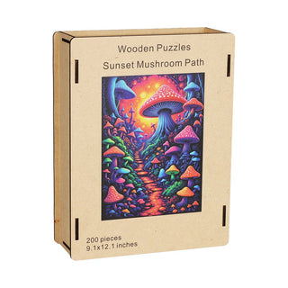 Sunset Mushroom Path Whimsy Wooden Puzzle - 200 Pieces