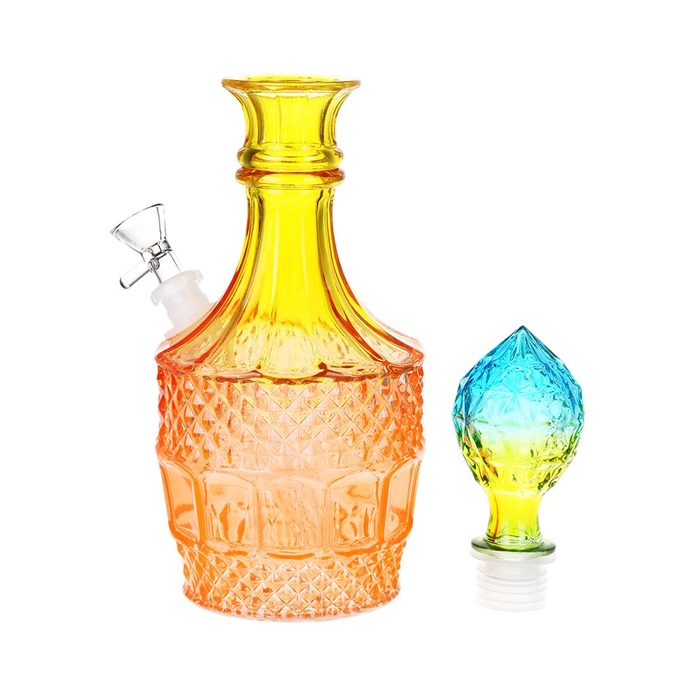 Vintage Decanter Ombre Glass Water Pipe - Liquor / 12" / 14mm F / Colors Vary - Horny Stoner