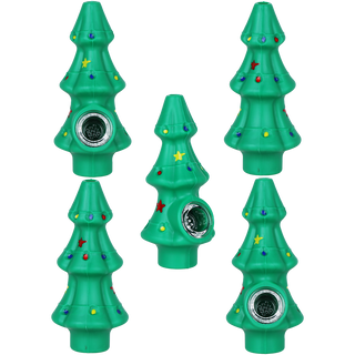 5CT BUNDLE - Christmas Tree Silicone Hand Pipe - 4.9"