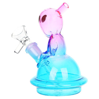 Alien UFO Ombre Mini Glass Water Pipe - 5" / 14mm F / Colors Vary - Horny Stoner