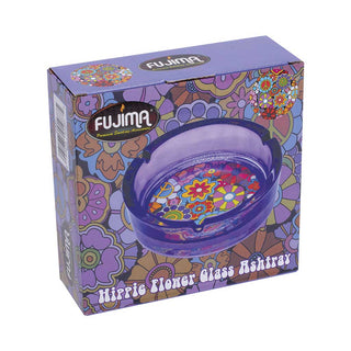 PURPLE HIPPIE FLOWER GLASS ASHTRAY