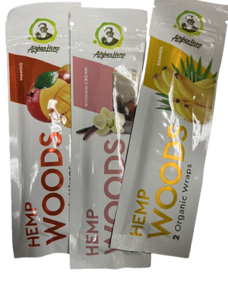 Afghan Hemp Woods Herbal Organic Natural 2 Sample Flavor Papers Wraps Per Pack (3 Count) - Horny Stoner