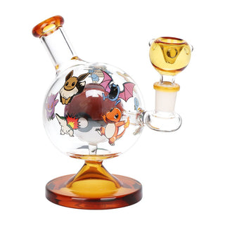 Playful Creatures Ball Pokemon Inspired Glass Water Pipe - 6" / 14mm F