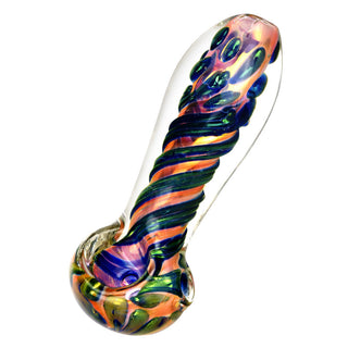 Metallic Fumed Glass Spoon Pipe- 3.75" - Horny Stoner