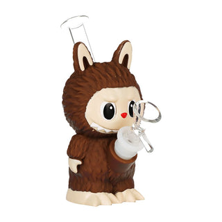 Labubu Inspired - Funny Animals Glass & Vinyl Water Pipe - 6" / 14mm F / 4CT BUNDLE Assorted Colors