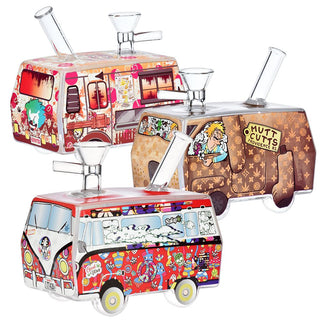Dabtized Toon Van Retro Van Glass Water Pipe - 5" / 14mm F / Designs Vary - Horny Stoner