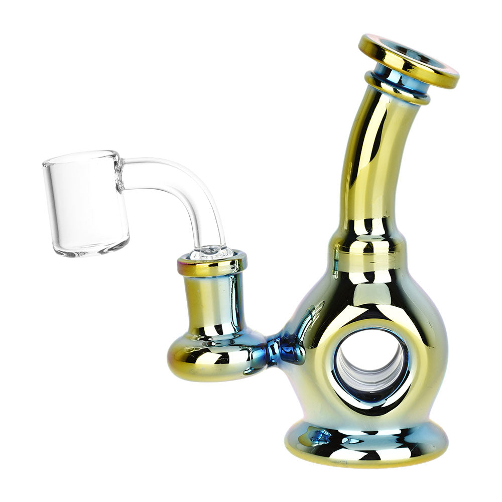 Time Warp Electroplated Glass Mini Dab Rig | 4.75" | 14mm F | Colors Vary - Horny Stoner