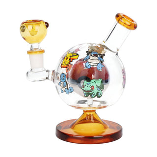 Playful Creatures Ball Pokemon Inspired Glass Water Pipe - 6" / 14mm F