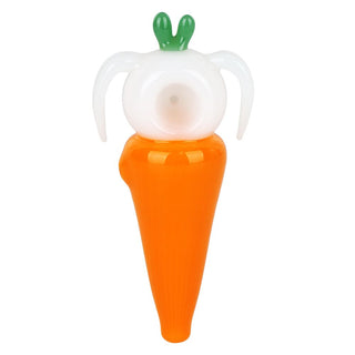 Hare and Carrot Glass Hand Pipe - 4.25" - Horny Stoner