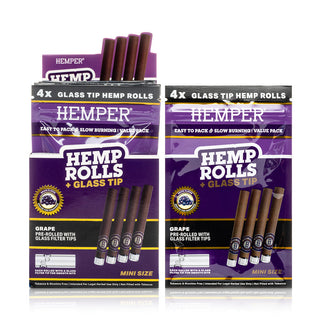 Pre-Rolled Mini Size Glass Tipped Hemp Rolls | 4PK Display