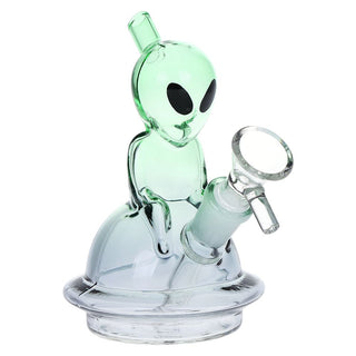Alien UFO Ombre Mini Glass Water Pipe - 5" / 14mm F / Colors Vary - Horny Stoner
