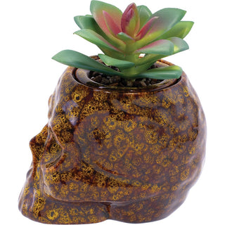 Fujima Skull Planter Reactive Glaze Ceramic Stash Jar | 4.5"