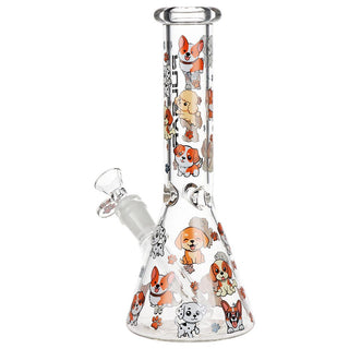 Pulsar Cute Doggies Beaker Glass Water Pipe - 9.75" / 14mm F