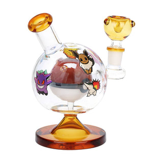 Playful Creatures Ball Pokemon Inspired Glass Water Pipe - 6" / 14mm F