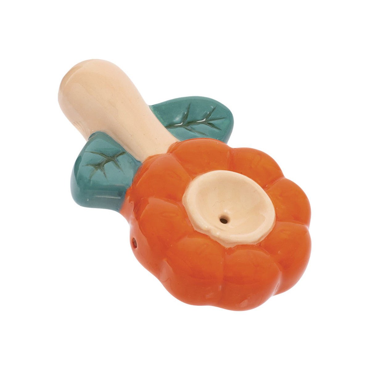 May Flower Ceramic Hand Pipe - Orange - Horny Stoner