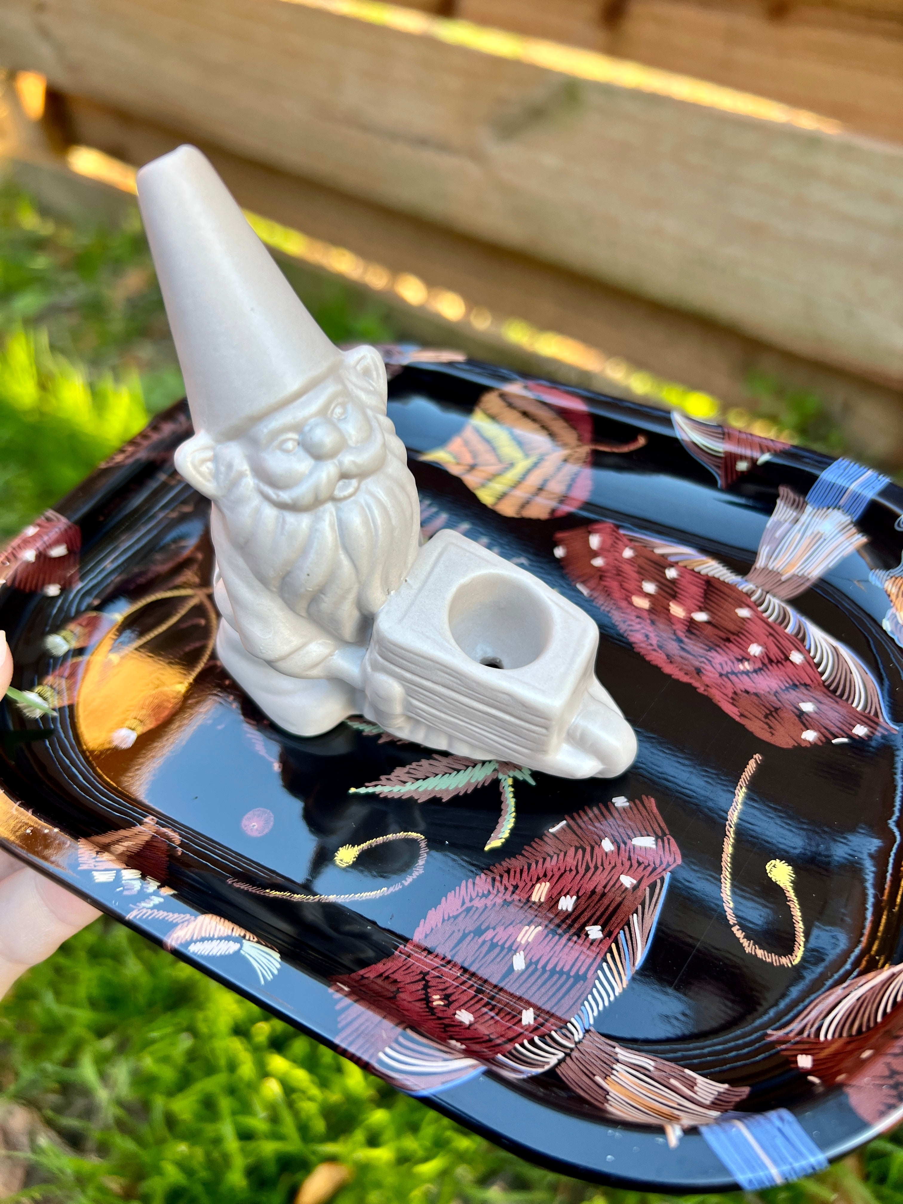 Gnome Alone Ceramic Pipe Kit - Horny Stoner