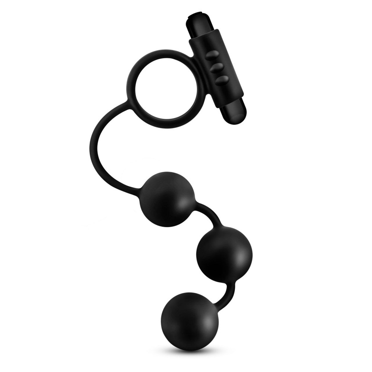 Bubble Beads w/ Vibrating Ring - Black - Horny Stoner