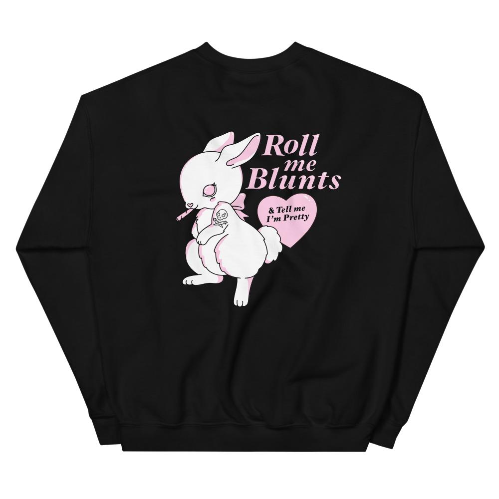Roll Me Blunts Back Unisex Sweatshirt - Horny Stoner